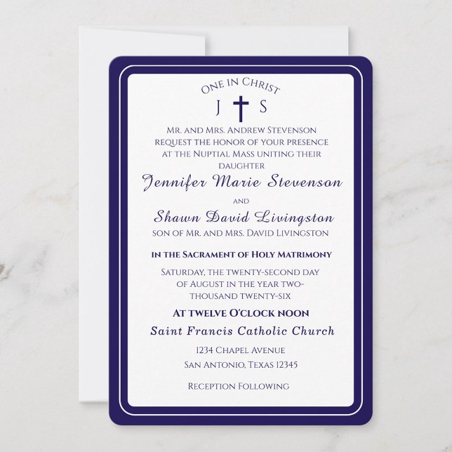 Convites Timeless Catholic Monogrammed Wedding Invitation (Criador carregado)