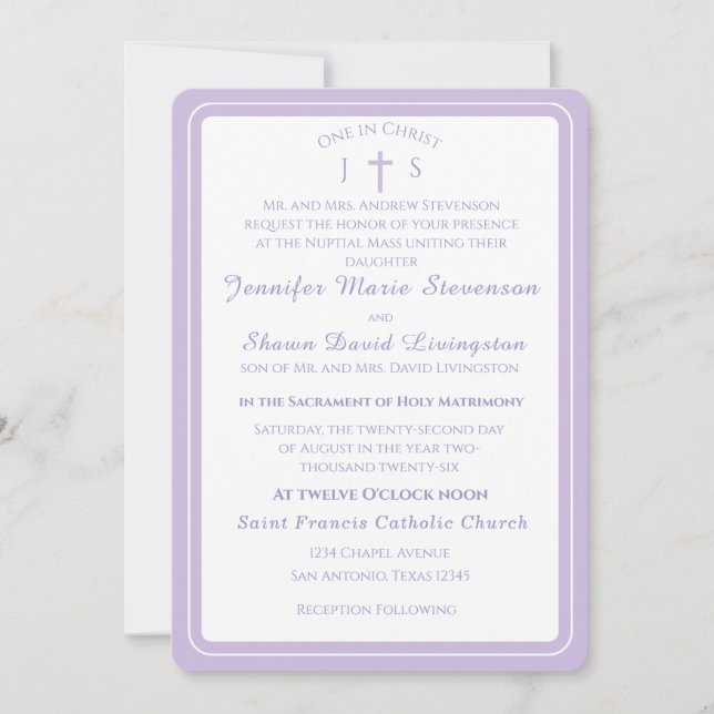 Convites Timeless Catholic Monogrammed Wedding Invitation (Frente)