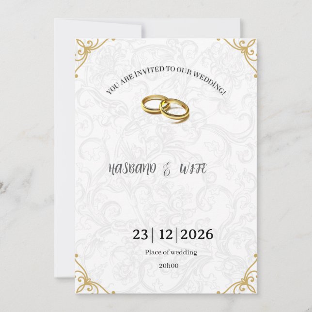 Convites Timeless Gold Corner Accents Wedding Invite (Frente)