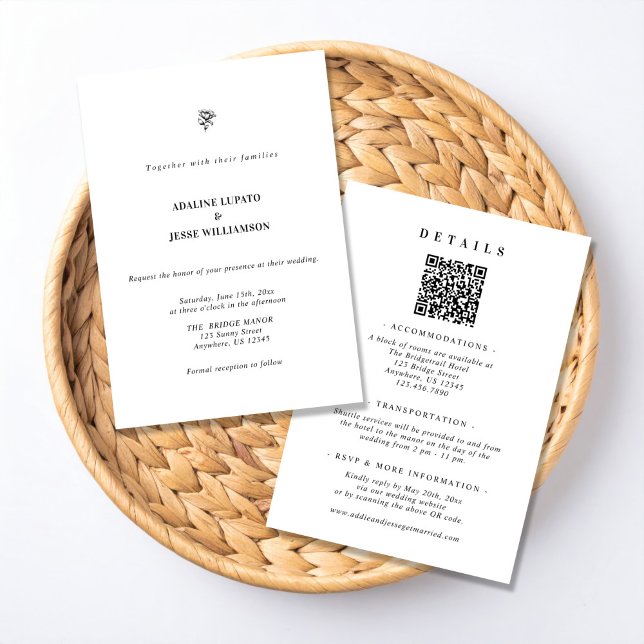 Convites Timeless Monochrome Wedding All in One Invitation (Criador carregado)