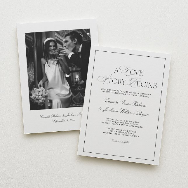 Convites Timeless Old Money Black and White Wedding (Criador carregado)