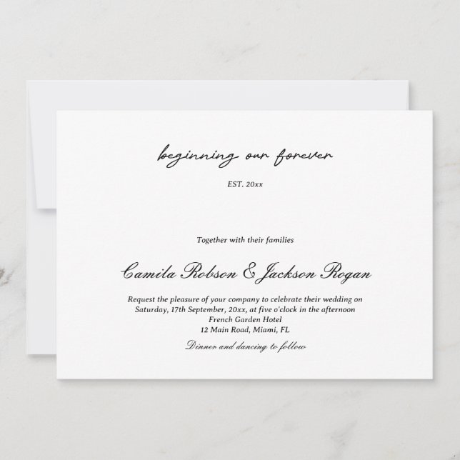 Convites Timeless Old Money Black and White Wedding Invitat (Frente)