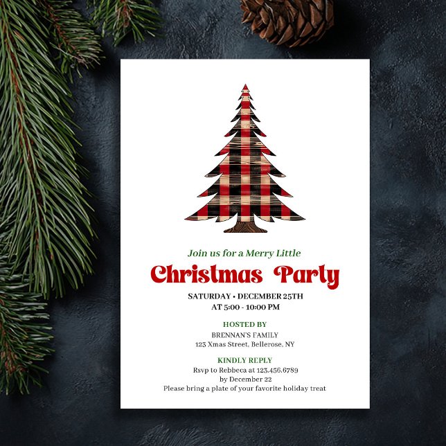 Convites Timeless Red Black Plaid Christmas Celebration (Timeless Red Black Plaid Christmas Celebration Invitation)