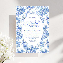 Convites Timeless Royal Blue Toile de Jouy Bridal Shower 