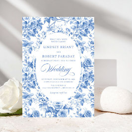 Convites Timeless Royal Blue Toile de Jouy Wedding Invite