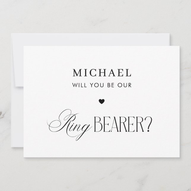 Convites Timeless Script Elegant Ring Bearer Proposal Card (Frente)