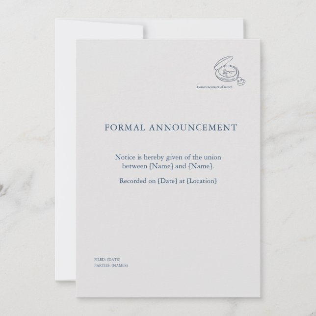 Convites Timepiece- Minimalist Union Announcement  (Frente)