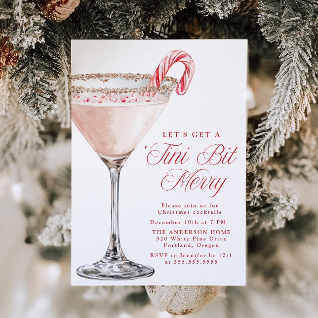 Convites ‘Tini Bit Merry Candy Cane Martini Festa de Natal (Criador carregado)