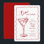 Convites Tini Bit Older 30th Birthday Party<br><div class="desc">Cheers to 30! Our "A 'Tini Bit Older" birthday party invitation is the perfect way to celebrate this milestone in style. Featuring a charming hand-drawn martini glass, this elegant yet fun design sets the tone for a sophisticated cocktail-themed soirée. Personalize with your event details, and customize the colors and fonts...</div>