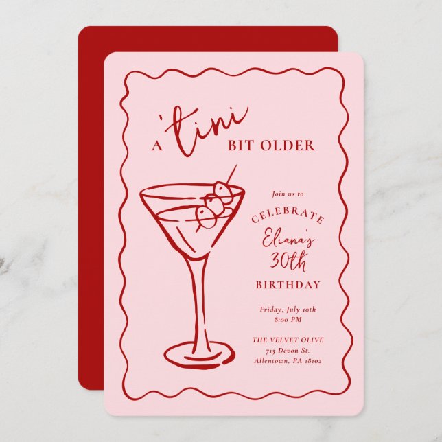 Convites Tini Bit Older 30th Birthday Party (Frente/Verso)