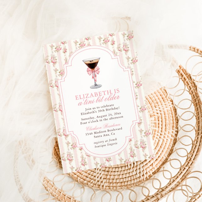 Convites "Tini Bit Older Espresso Martini Coquette Birthday (Criador carregado)
