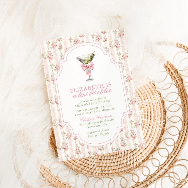 Convites "Tini Bit Older Martini Coquette Pink Aniversário (Criador carregado)