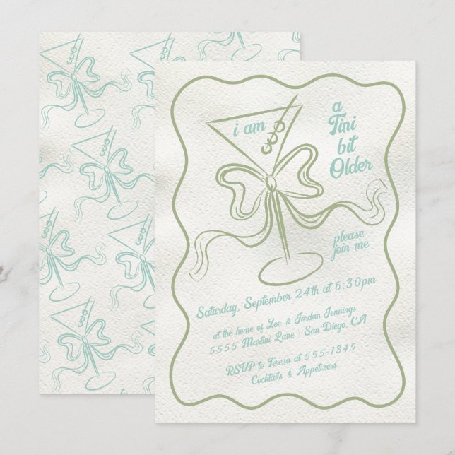 Convites Tini mais velho Martini Arco Funky Birthday (Frente/Verso)