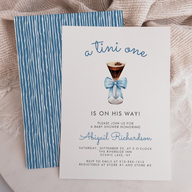 Convites Tini One Espresso Martini Blue Boy Baby Shower (Criador carregado)