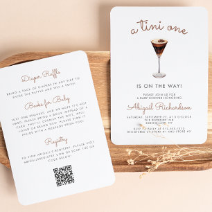 Convites Tini One Espresso Martini Código QR Chá de Bebê