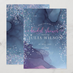 Convites Tinta alcoólica azul e roxa com brilho místico