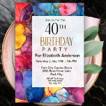 Convites Tinta alcoólica colorida e aniversário de 40 anos<br><div class="desc">Tinta Colorida De Álcool E Dourado Convite Para aniversário de 40 anos Para Mulheres. Fácil De Alterar O Texto De Exemplo Para Si, Clicando Em Personalizar Este Modelo. Clique Em Personalizar Usando A Ferramenta Design Para Alterar O Tipo De Fonte, A Cor Da Fonte, O Tamanho Da Fonte Ou Para...</div>
