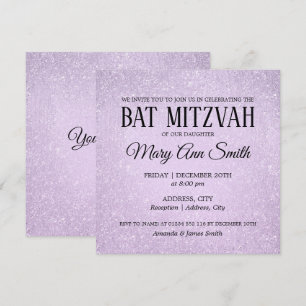Convites Tinta brilhante de Lavanda Elegante Mitzvah Faux