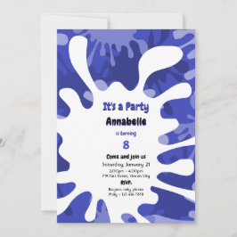 Convites Tinta Cai É Uma Festa de aniversário De Arte Azul