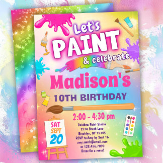 Convites Tinta colorida e Festa de aniversário de celebraçã