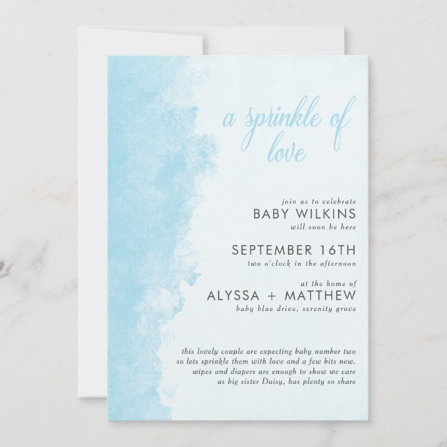 Convites Tinta d'água Textura Menino Menino Tinta (Frente)