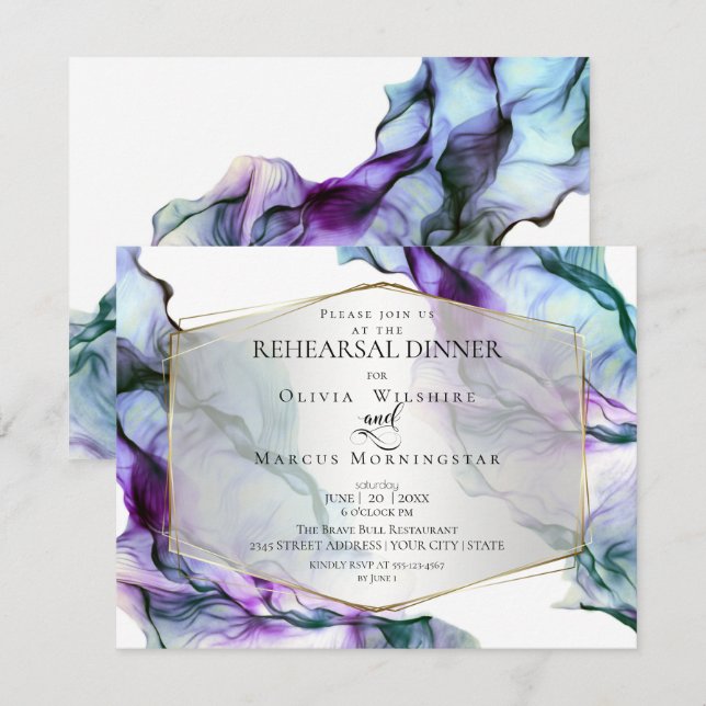 Convites Tinta de Abstrato de Fluido Ultra Violeta (Frente/Verso)