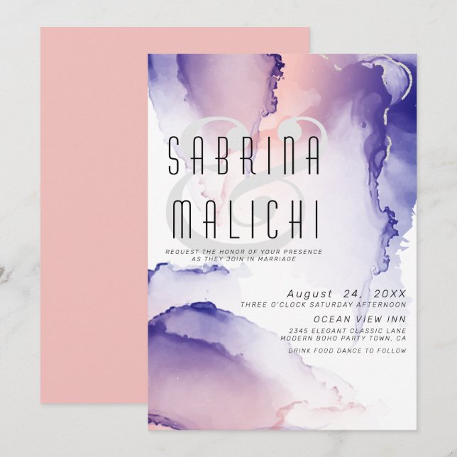 Convites Tinta de álcool mágica Rosa (Frente/Verso)