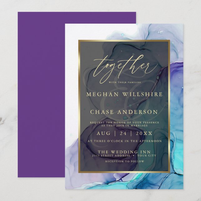 Convites Tinta de Álcool Puro Moderna de Teal Aqua (Frente/Verso)