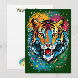 Convites Tinta de cores Arco-íris Cabeça de Tigre