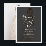 Convites Tinta de foto escura sobreposta borda moderna doce<br><div class="desc">Personalize da maneira que quiser.
Uma foto pode ser adicionada na frente e atrás.</div>