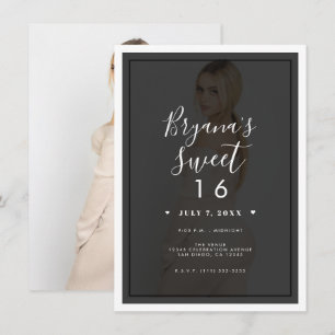 Convites Tinta de foto escura sobreposta borda moderna doce