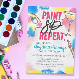 Convites Tinta e Sip Bachelorette - Marble