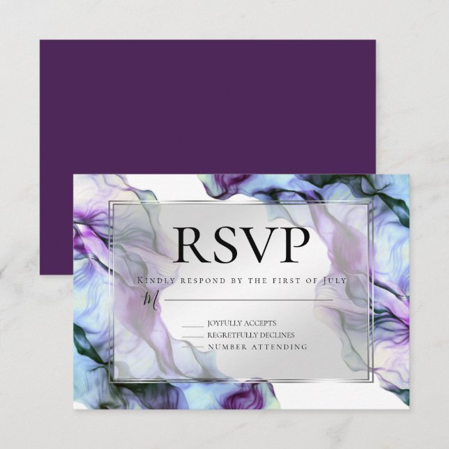 Convites Tinta Flutuante de Plum com Abstrato de Moldura (Frente/Verso)