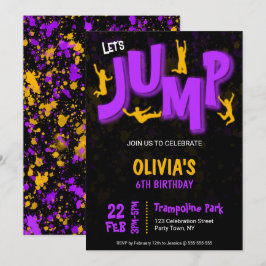 Convites Tinta Neon Roxo Amarelo Trampolim Festa Aniversári
