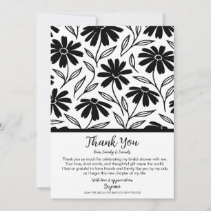 Convites Tinta Preta Daisies Boho Agradecimento Chá de Noiv
