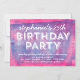 Convites Tinta rosa e azul enrolada qualquer dia de anivers