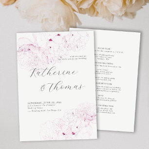Convites Tinta Rosa Peony Wedding Elegante Formal Tudo em U