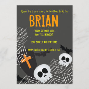 Convites Tintas de aranha e festa de aniversário de pele li