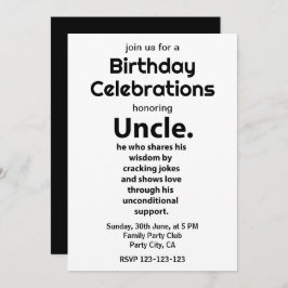 Convites Tio Inspiration Engraçado Cote Aniversário Tio