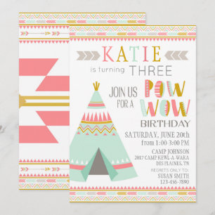 Convites Tipi Native American Indian Pow Wow Birthday