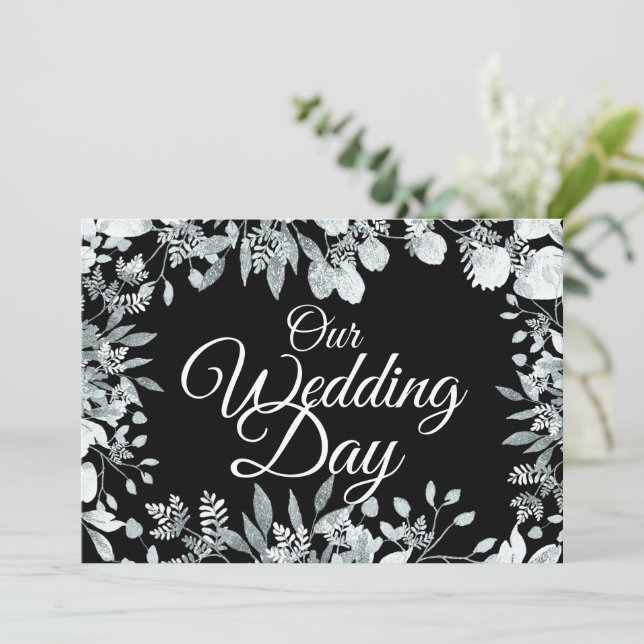 Convites Típica Branca Floral do Jardim do Nosso Casamento (Em pé/Frente)