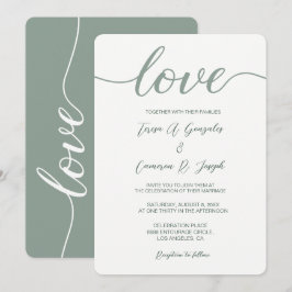 Convites Típica de Casamento de Script de Amor, Sage Green