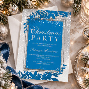 Convites Típica de prata neve elegante Natal