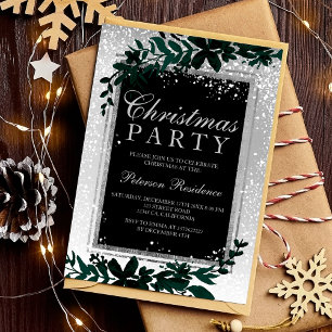 Convites Típica de prata neve elegante Natal elegante