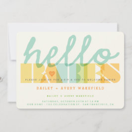 Convites Típica Moderna Olá Bebês Gêmeos Vêm