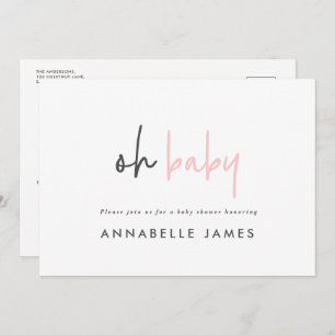 Convites Típica moderna, rosa-menina, chic contemporâneo