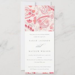 Convites Típico Blush Paisley Tipografia Aniversário de Qua