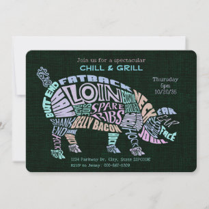 Convites Típico Típico de Cortes de Porco de Pastel Rosa CH