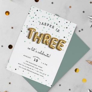 Convites Tipo de balão   Terceira Festa de aniversário