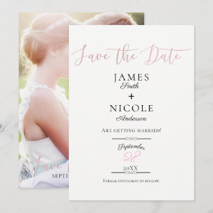 Convites Tipo de Letra Rose Gold com Foto Completa Save the